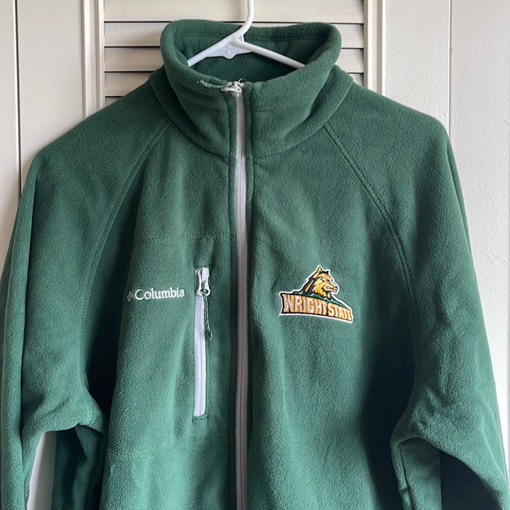 NWT! Wright State University Men’s Columbia Green Zip-Up Fleece Jacket, Sz L